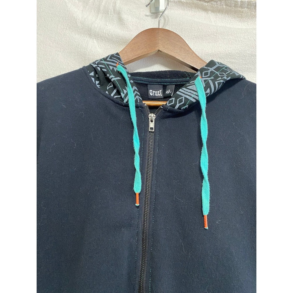 Cruel Girl Southwest Aztec Print Full Zip Hoodie Black Teal Orange Women Small - Picture 5 of 16